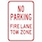 Brady No Parking Sign, 12" W, 18 in H, English, Aluminum, White 103732 - alternate 1